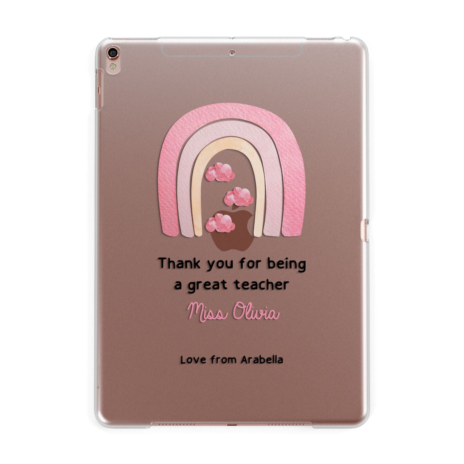 Personalised Teacher Thanks Apple iPad Rose Gold Case