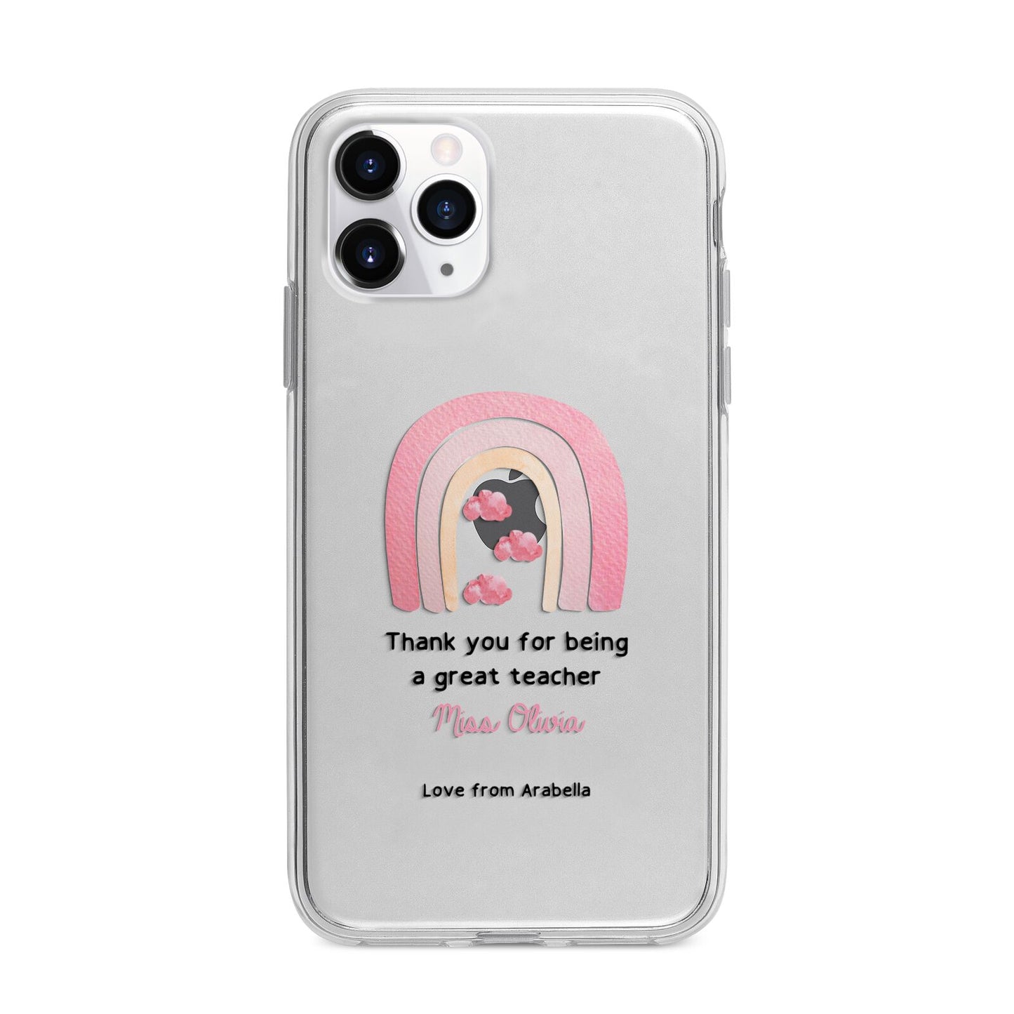 Personalised Teacher Thanks Apple iPhone 11 Pro in Silver with Bumper Case