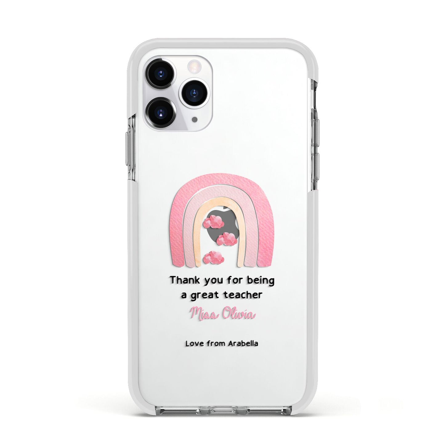 Personalised Teacher Thanks Apple iPhone 11 Pro in Silver with White Impact Case