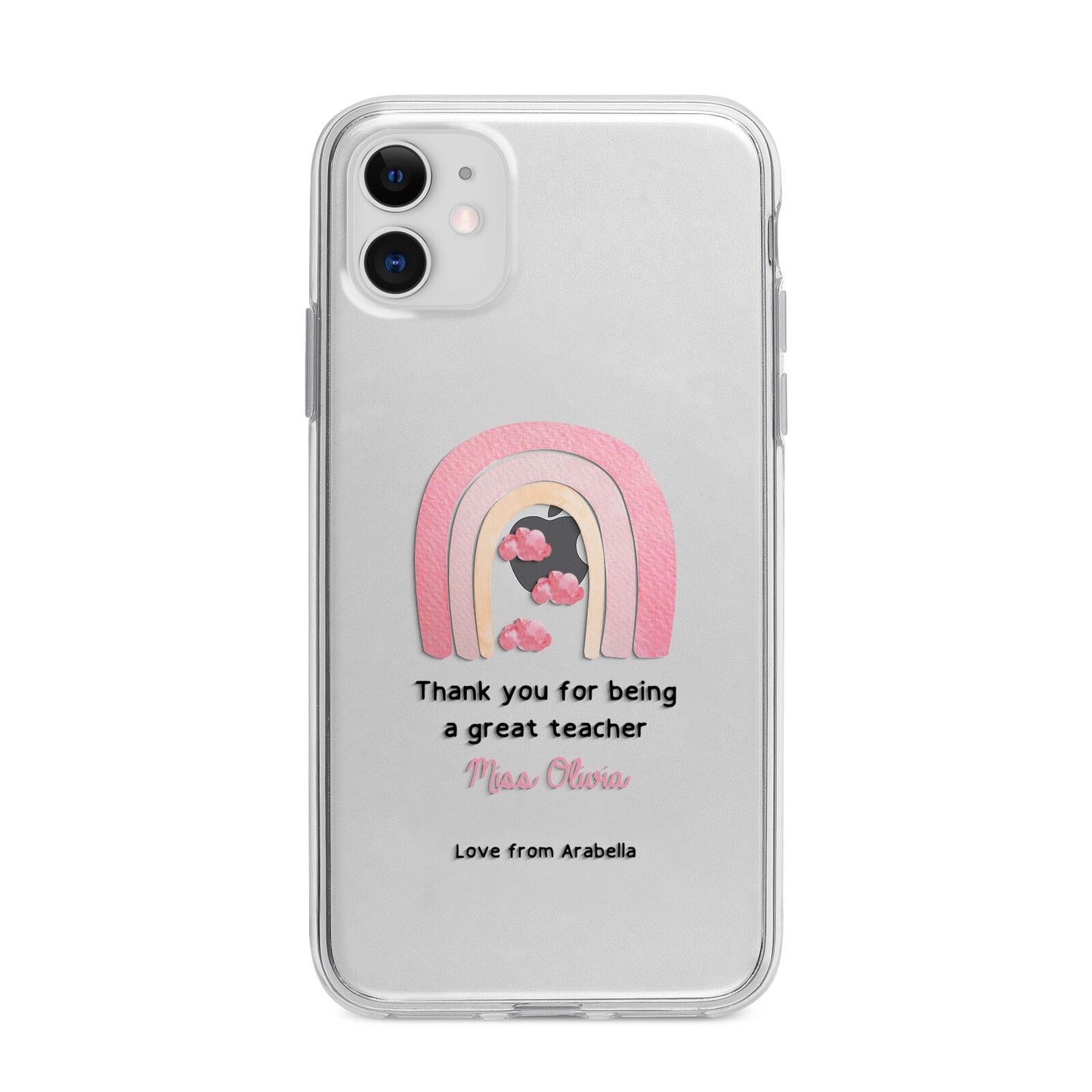 Personalised Teacher Thanks Apple iPhone 11 in White with Bumper Case