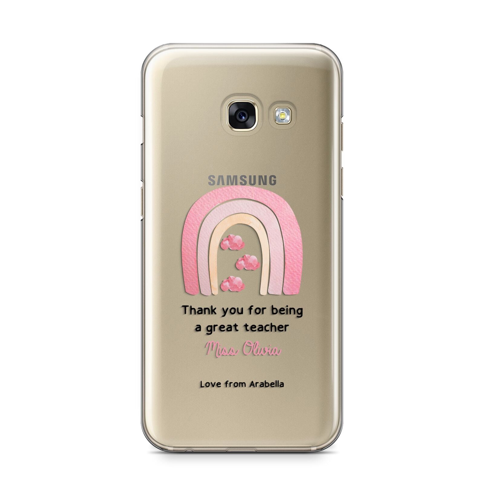 Personalised Teacher Thanks Samsung Galaxy A3 2017 Case on gold phone