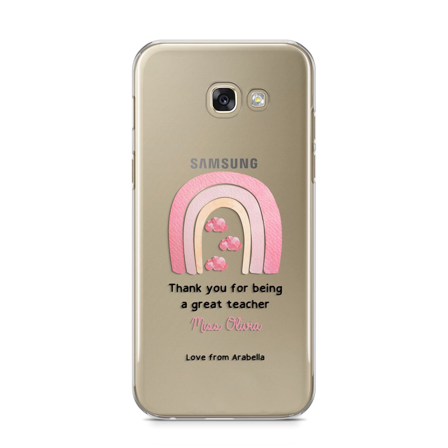 Personalised Teacher Thanks Samsung Galaxy A5 2017 Case on gold phone