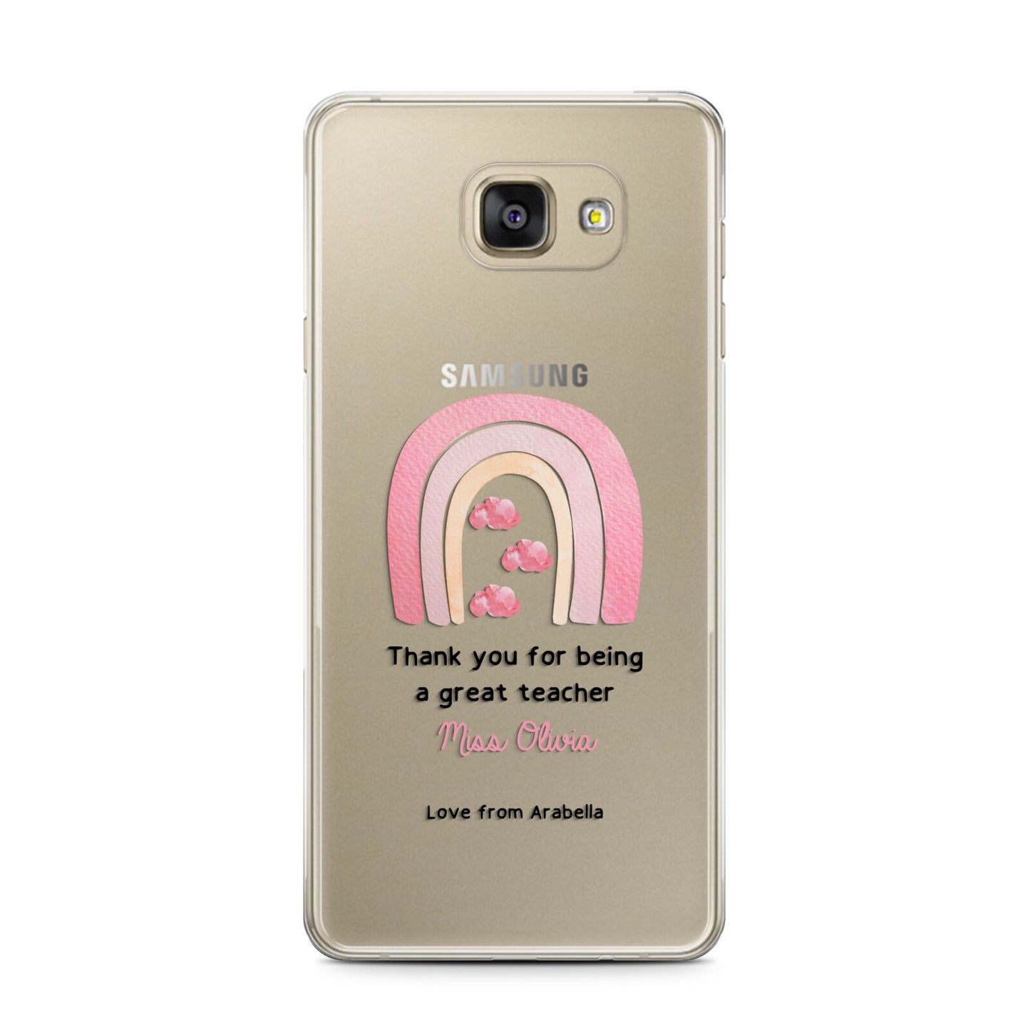 Personalised Teacher Thanks Samsung Galaxy A7 2016 Case on gold phone