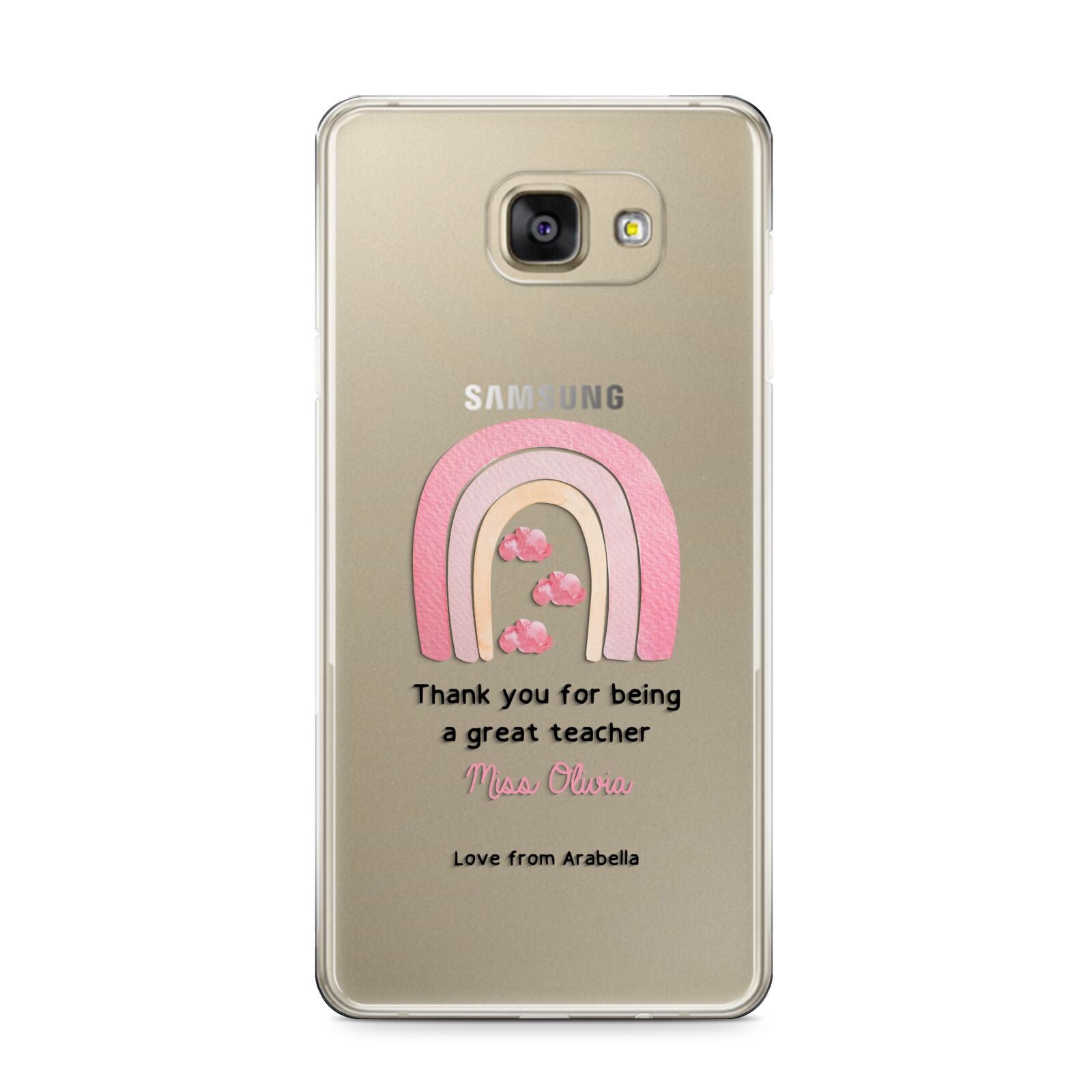Personalised Teacher Thanks Samsung Galaxy A9 2016 Case on gold phone