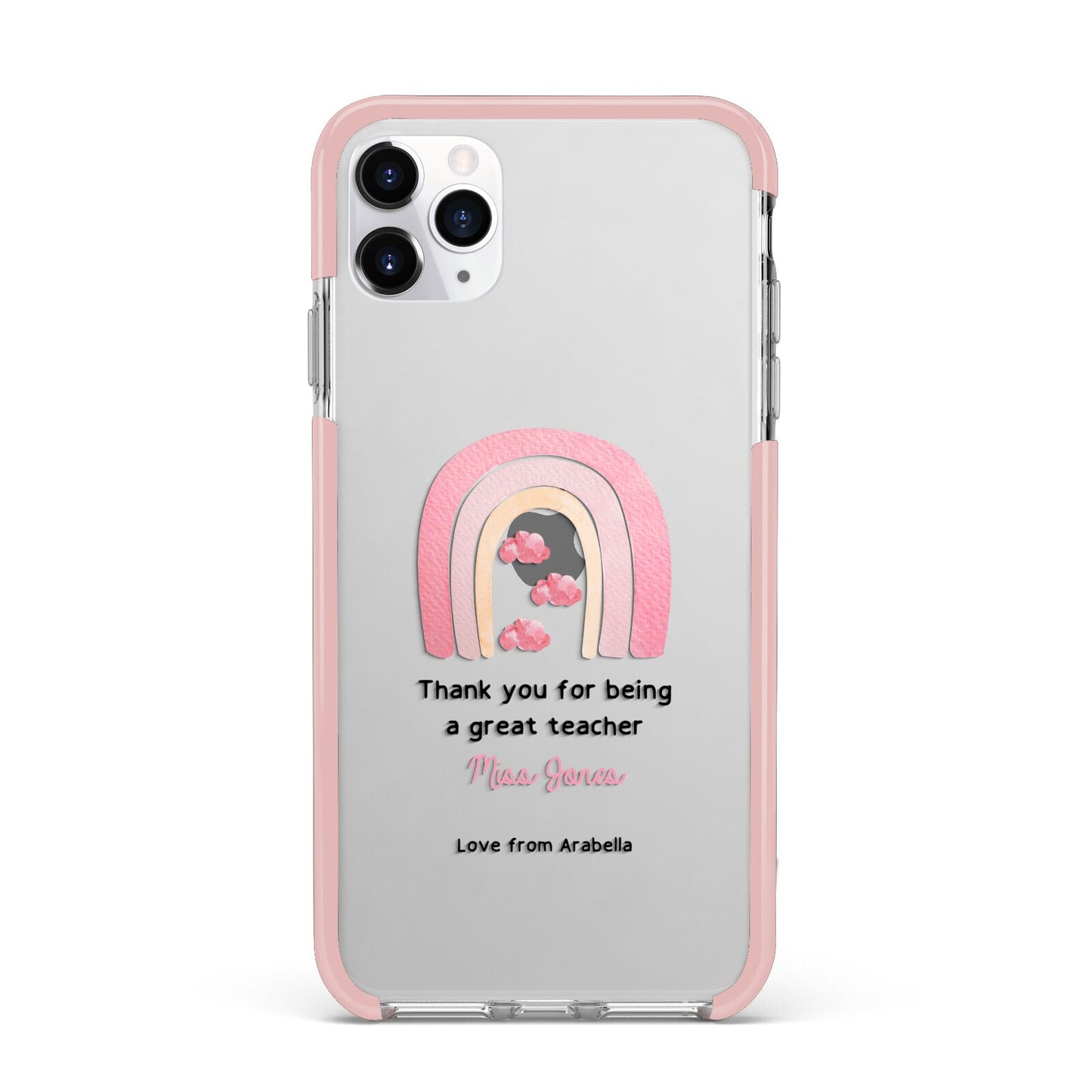 Personalised Teacher Thanks iPhone 11 Pro Max Impact Pink Edge Case