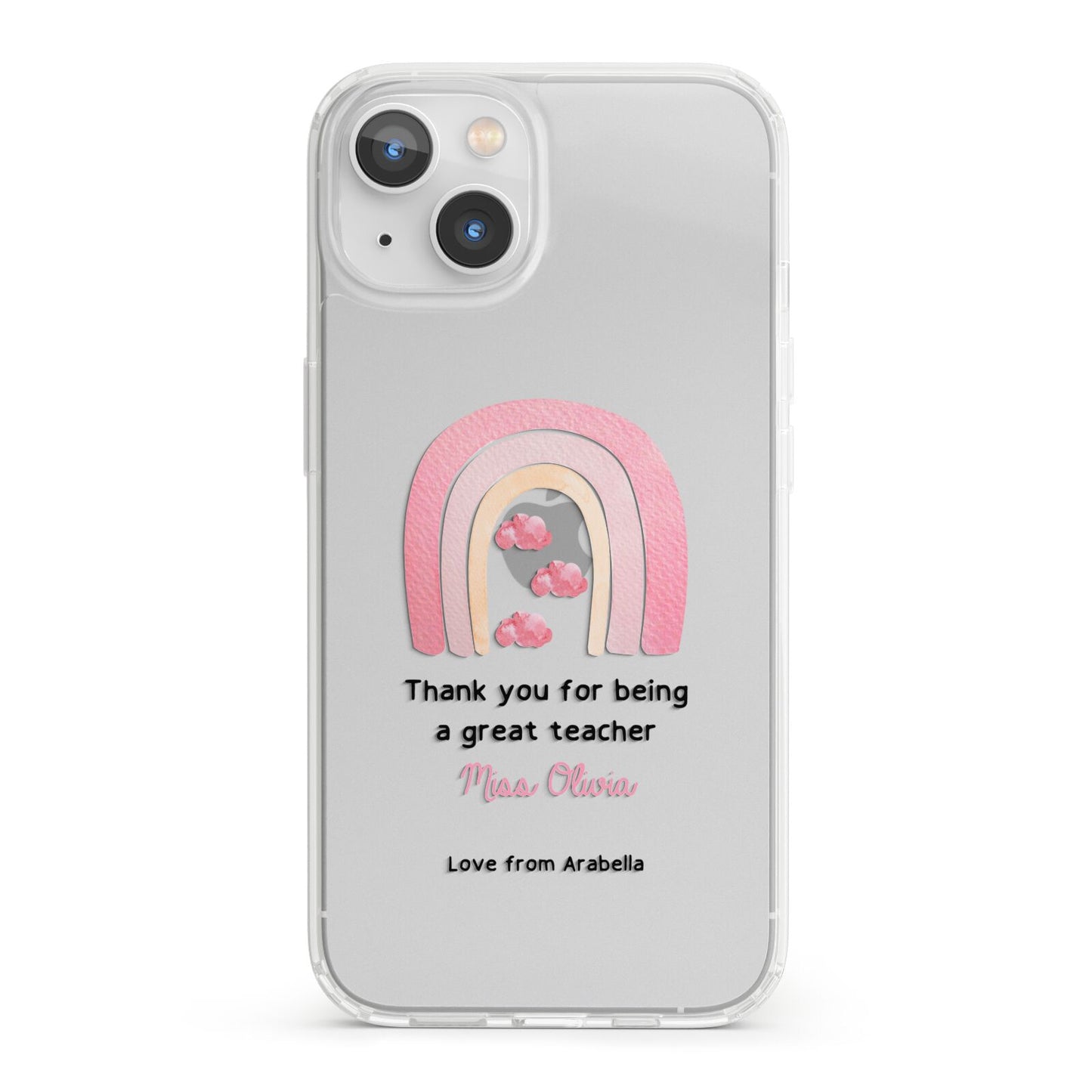 Personalised Teacher Thanks iPhone 13 Clear Bumper Case