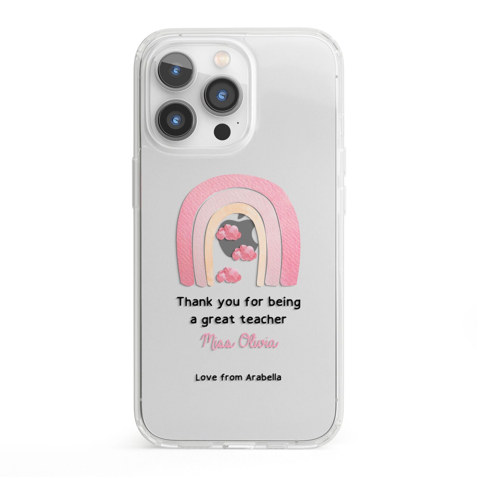 Personalised Teacher Thanks iPhone 13 Pro Clear Bumper Case