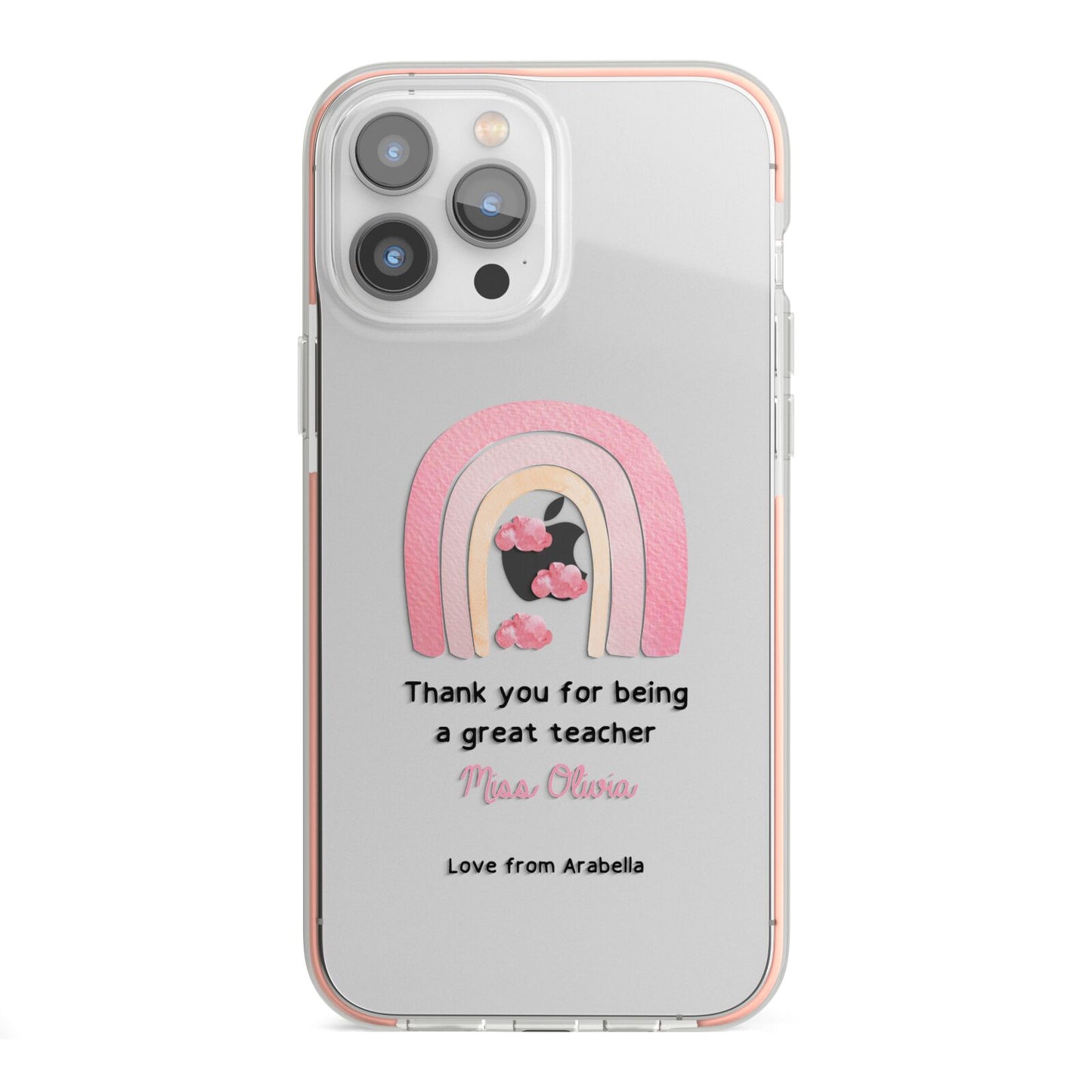Personalised Teacher Thanks iPhone 13 Pro Max TPU Impact Case with Pink Edges