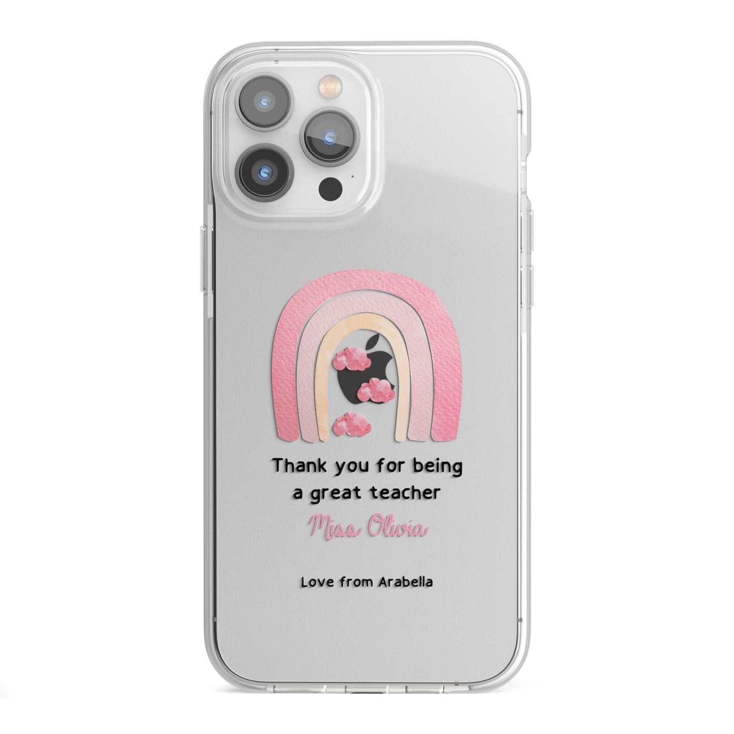 Personalised Teacher Thanks iPhone 13 Pro Max TPU Impact Case with White Edges