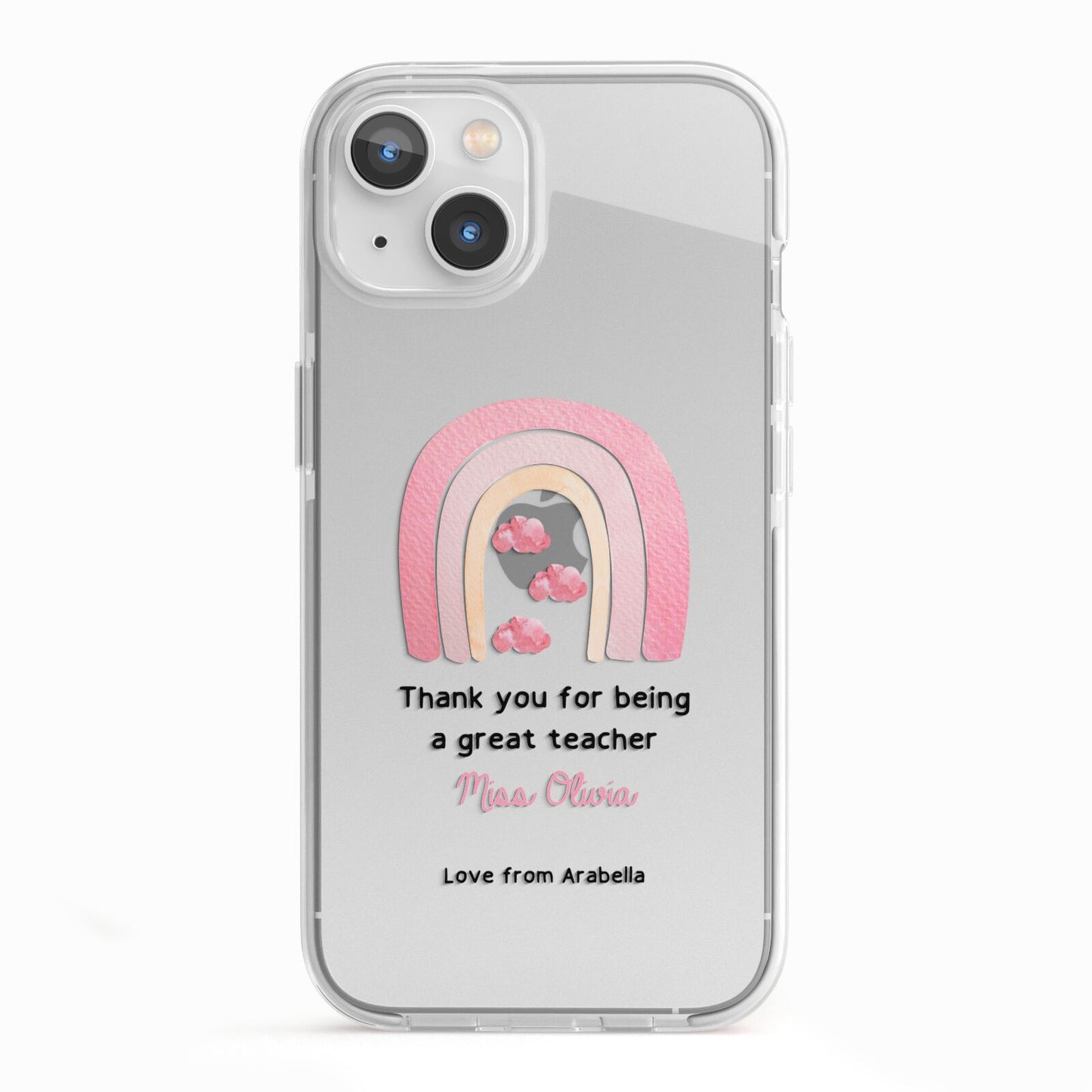 Personalised Teacher Thanks iPhone 13 TPU Impact Case with White Edges