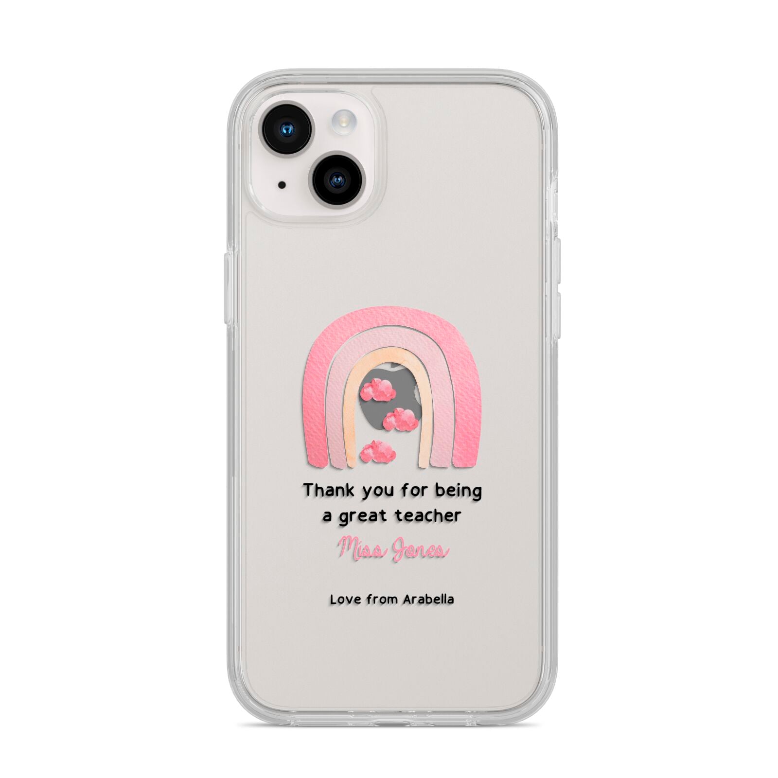 Personalised Teacher Thanks iPhone 14 Plus Clear Tough Case Starlight