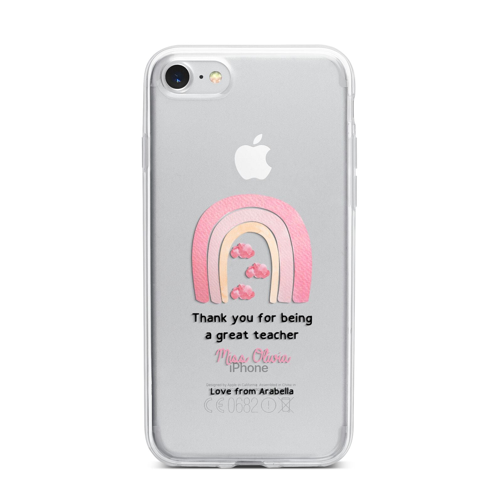 Personalised Teacher Thanks iPhone 7 Bumper Case on Silver iPhone