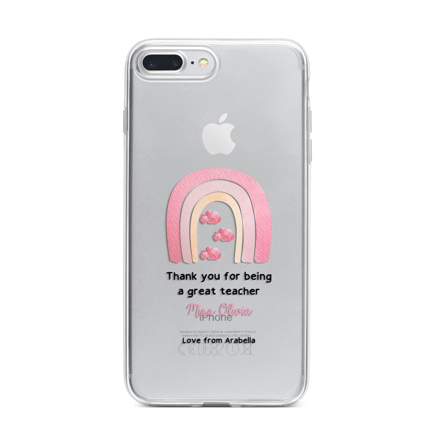 Personalised Teacher Thanks iPhone 7 Plus Bumper Case on Silver iPhone