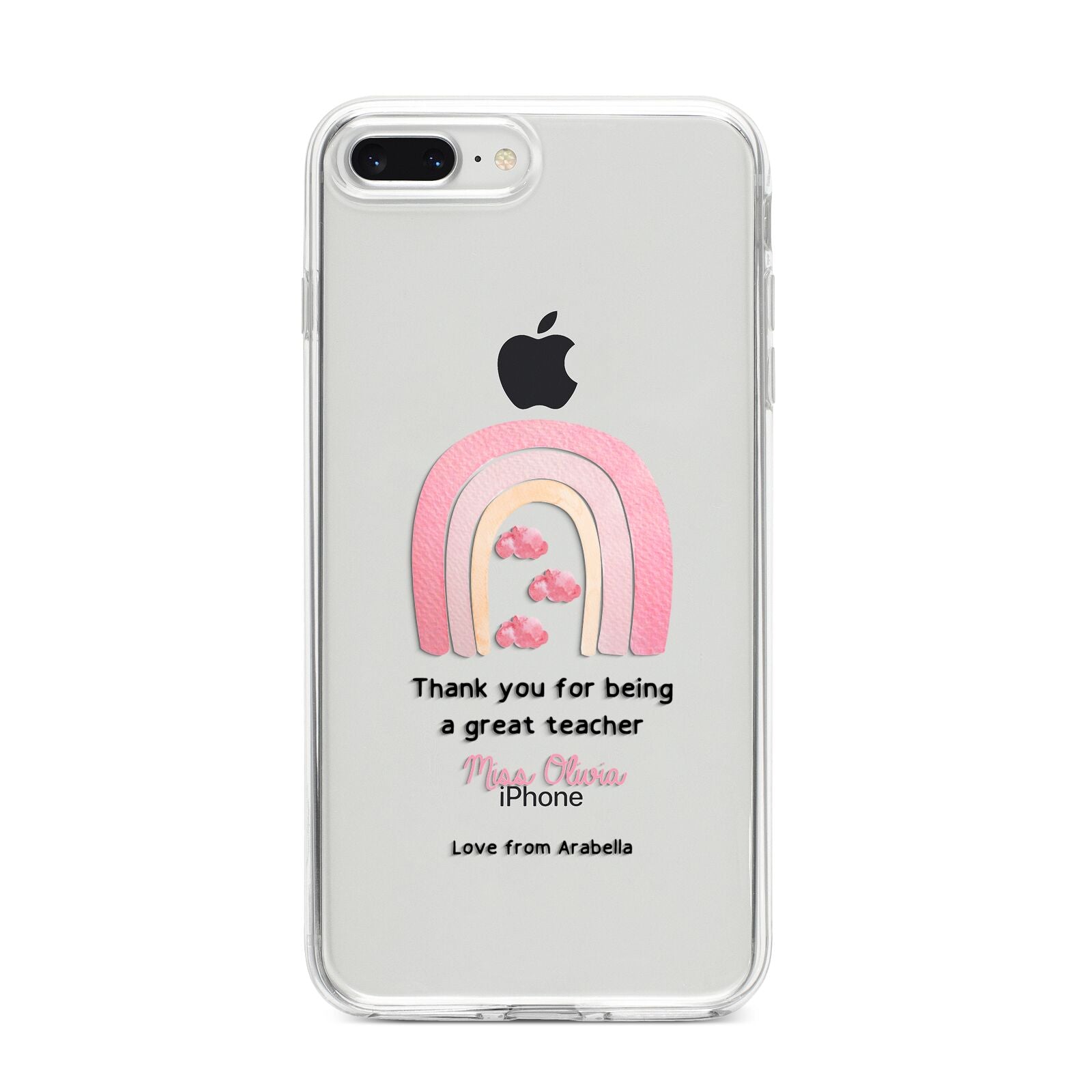 Personalised Teacher Thanks iPhone 8 Plus Bumper Case on Silver iPhone