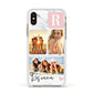 Personalised Three Photo Marble Name Apple iPhone Xs Impact Case White Edge on Gold Phone