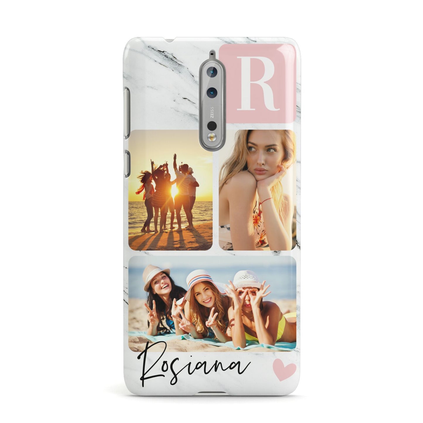 Personalised Three Photo Marble Name Nokia Case
