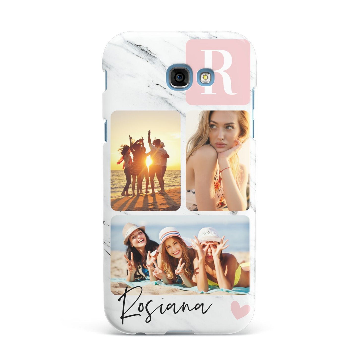 Personalised Three Photo Marble Name Samsung Galaxy A7 2017 Case