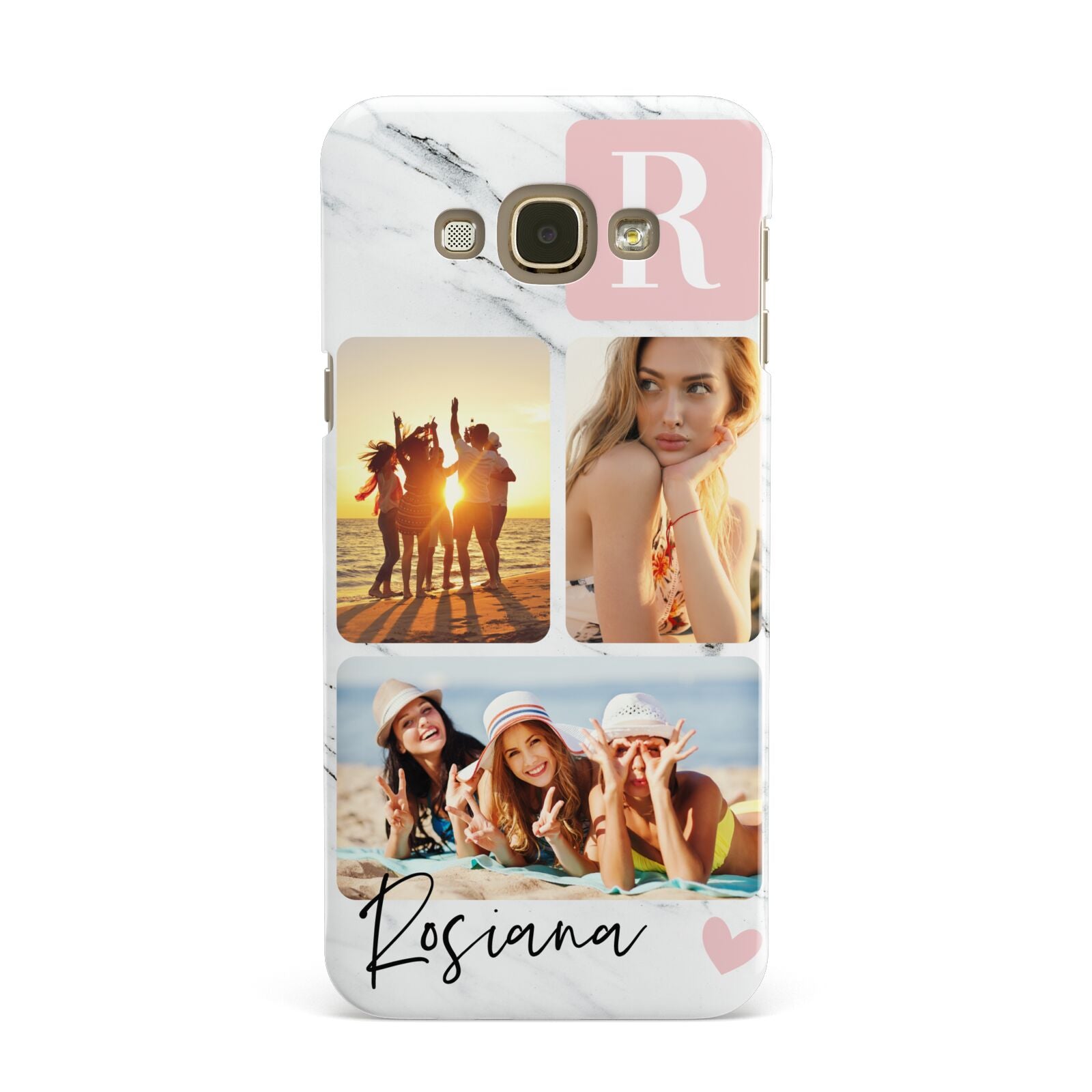 Personalised Three Photo Marble Name Samsung Galaxy A8 Case