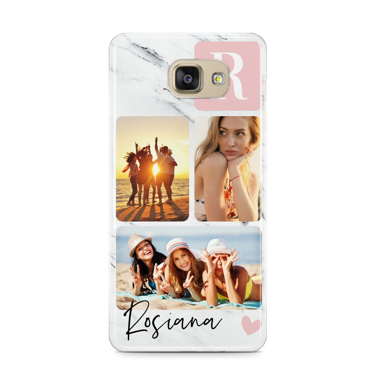 Personalised Three Photo Marble Name Samsung Galaxy A9 2016 Case on gold phone