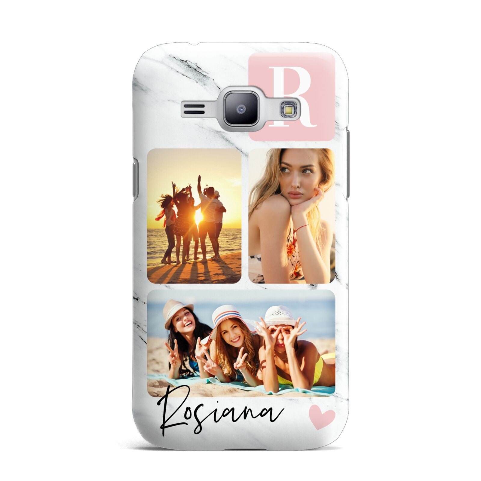 Personalised Three Photo Marble Name Samsung Galaxy J1 2015 Case