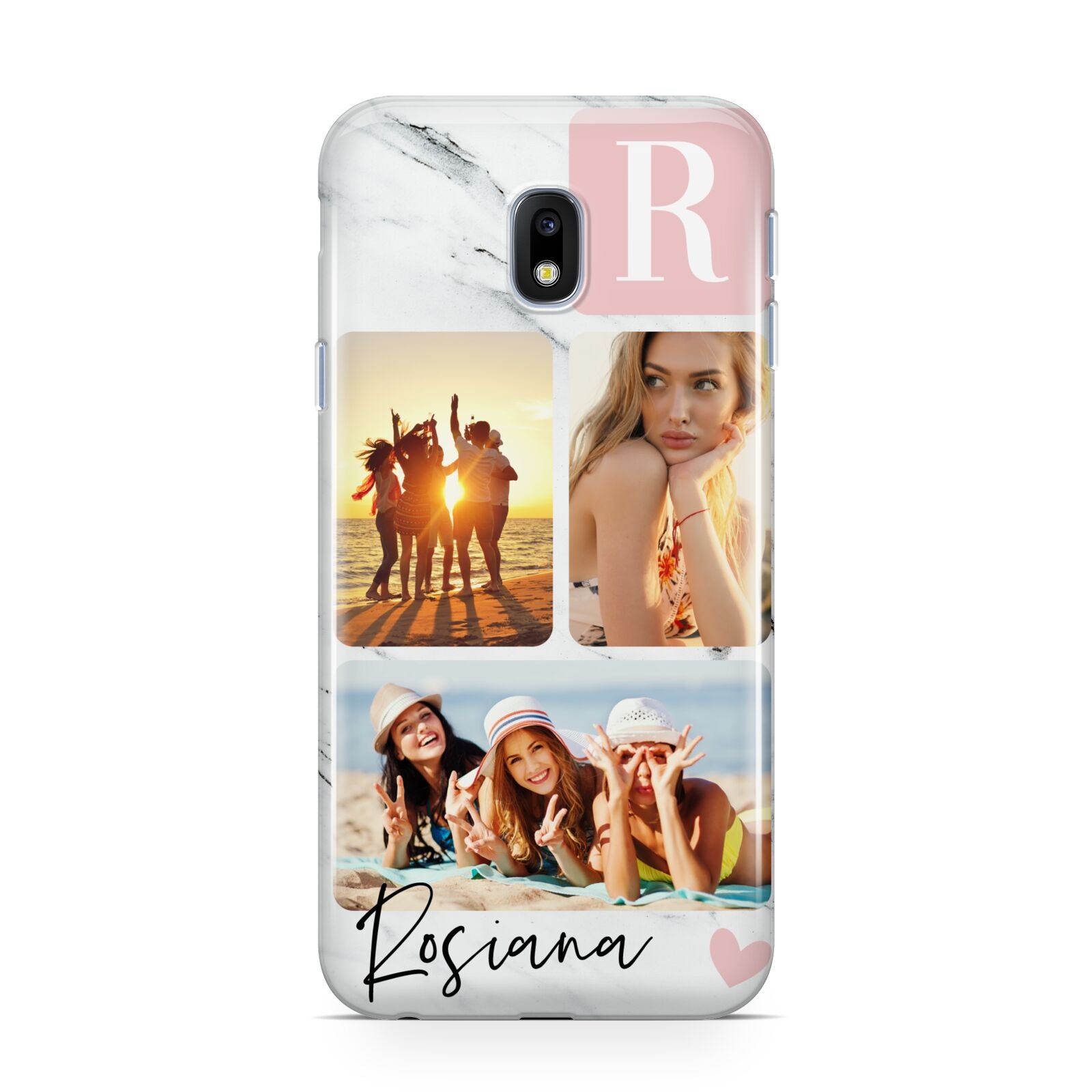 Personalised Three Photo Marble Name Samsung Galaxy J3 2017 Case