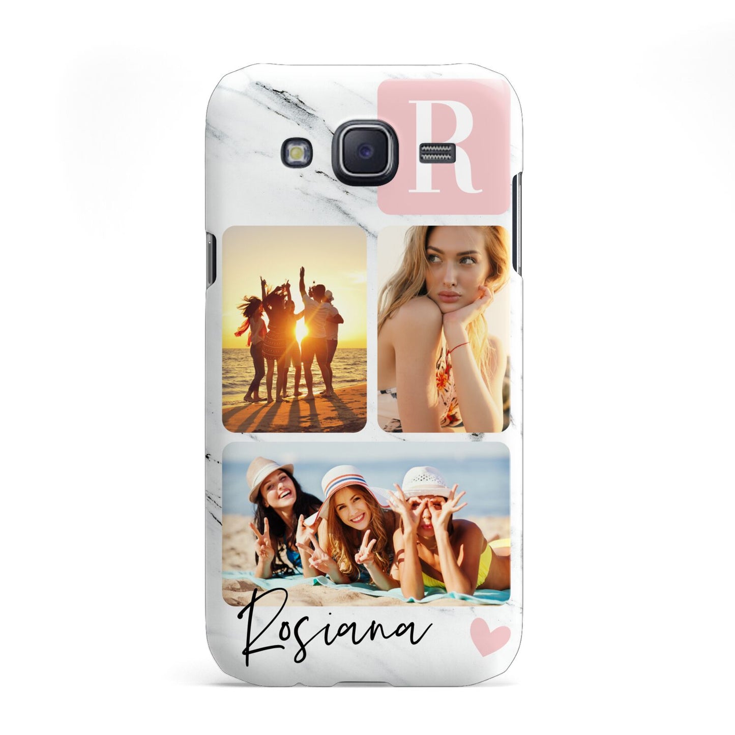Personalised Three Photo Marble Name Samsung Galaxy J5 Case