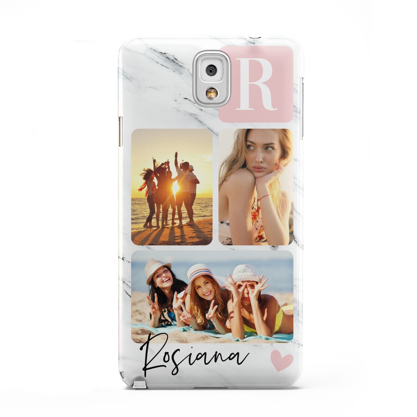 Personalised Three Photo Marble Name Samsung Galaxy Note 3 Case