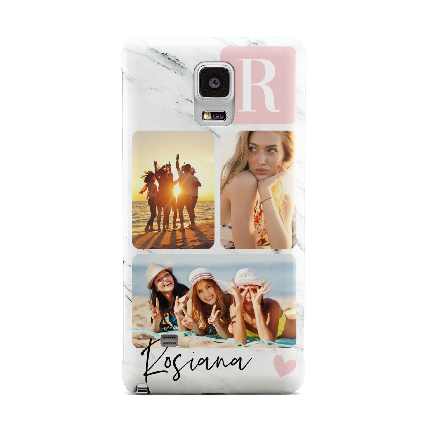 Personalised Three Photo Marble Name Samsung Galaxy Note 4 Case