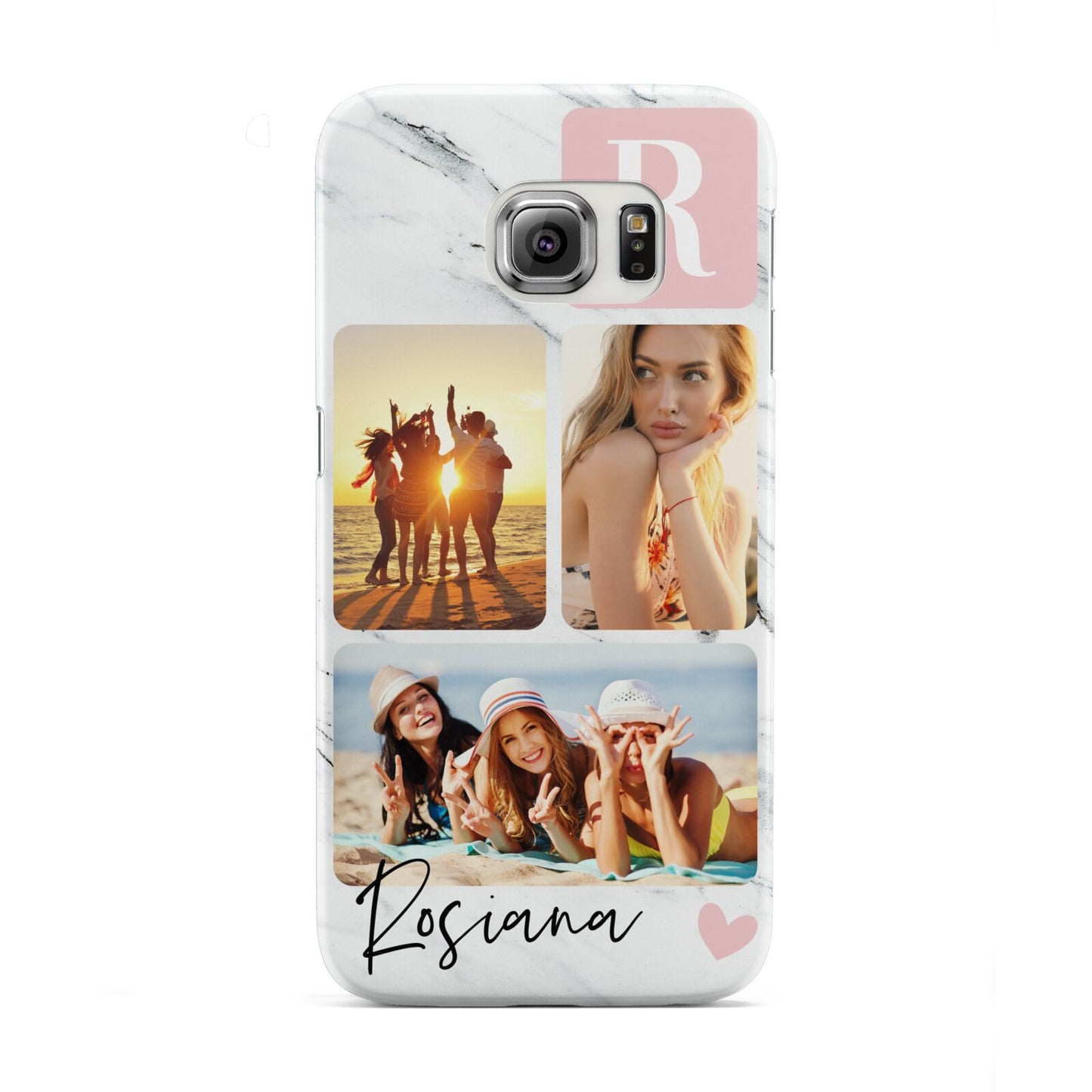 Personalised Three Photo Marble Name Samsung Galaxy S6 Edge Case