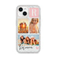 Personalised Three Photo Marble Name iPhone 14 Clear Tough Case Starlight