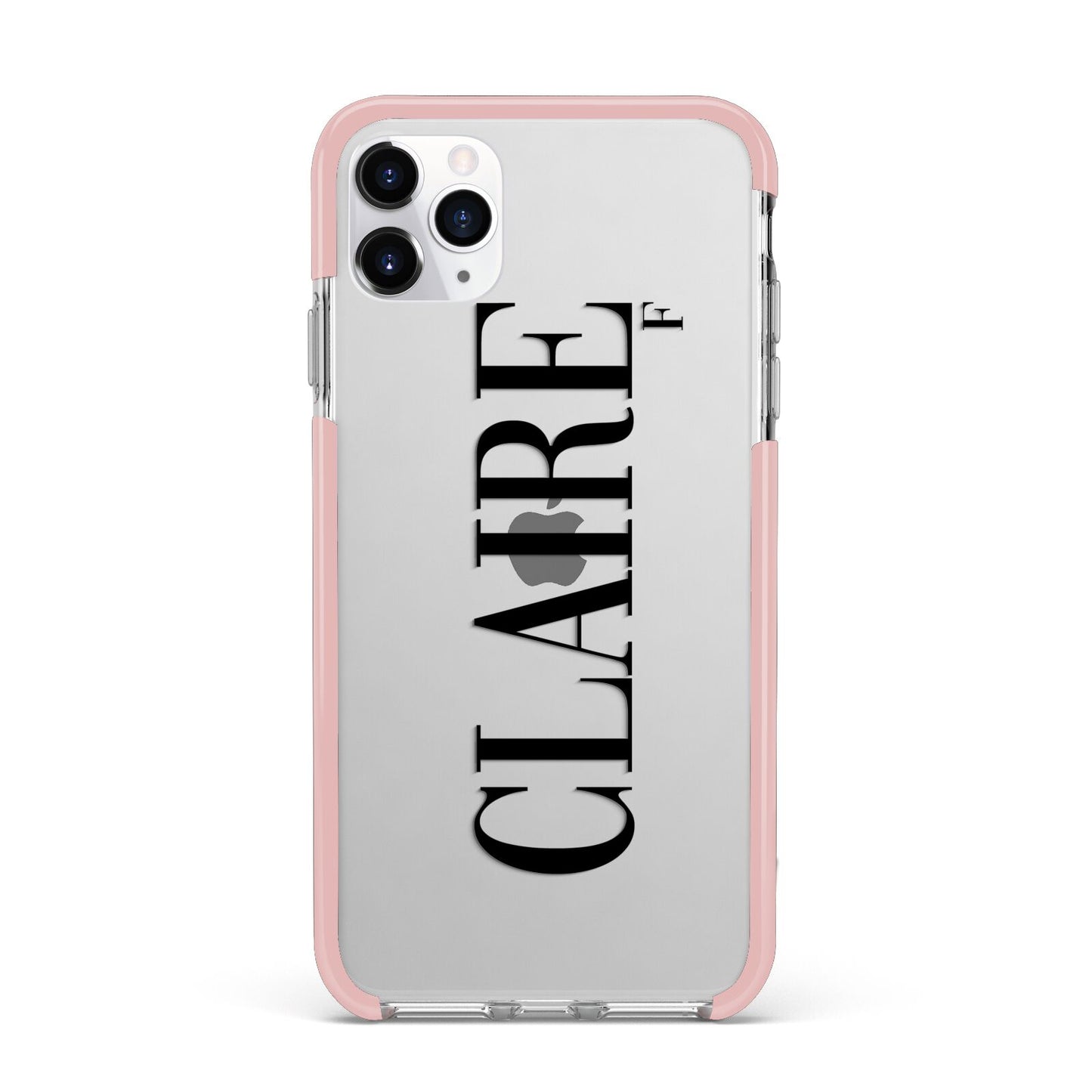 Personalised Transparent Name iPhone 11 Pro Max Impact Pink Edge Case
