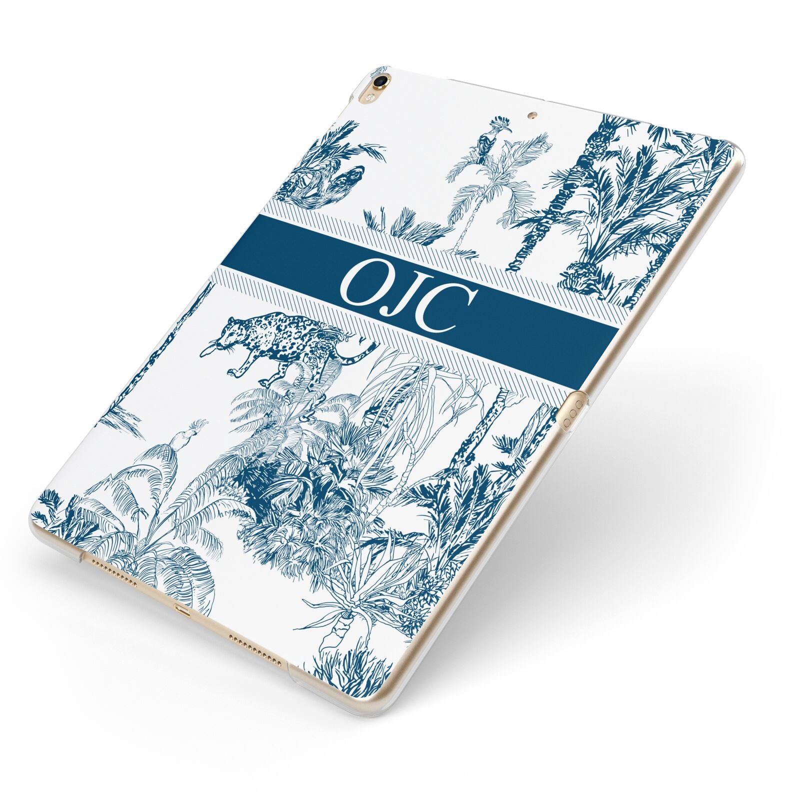 Personalised Tropical Toile Apple iPad Case on Gold iPad Side View