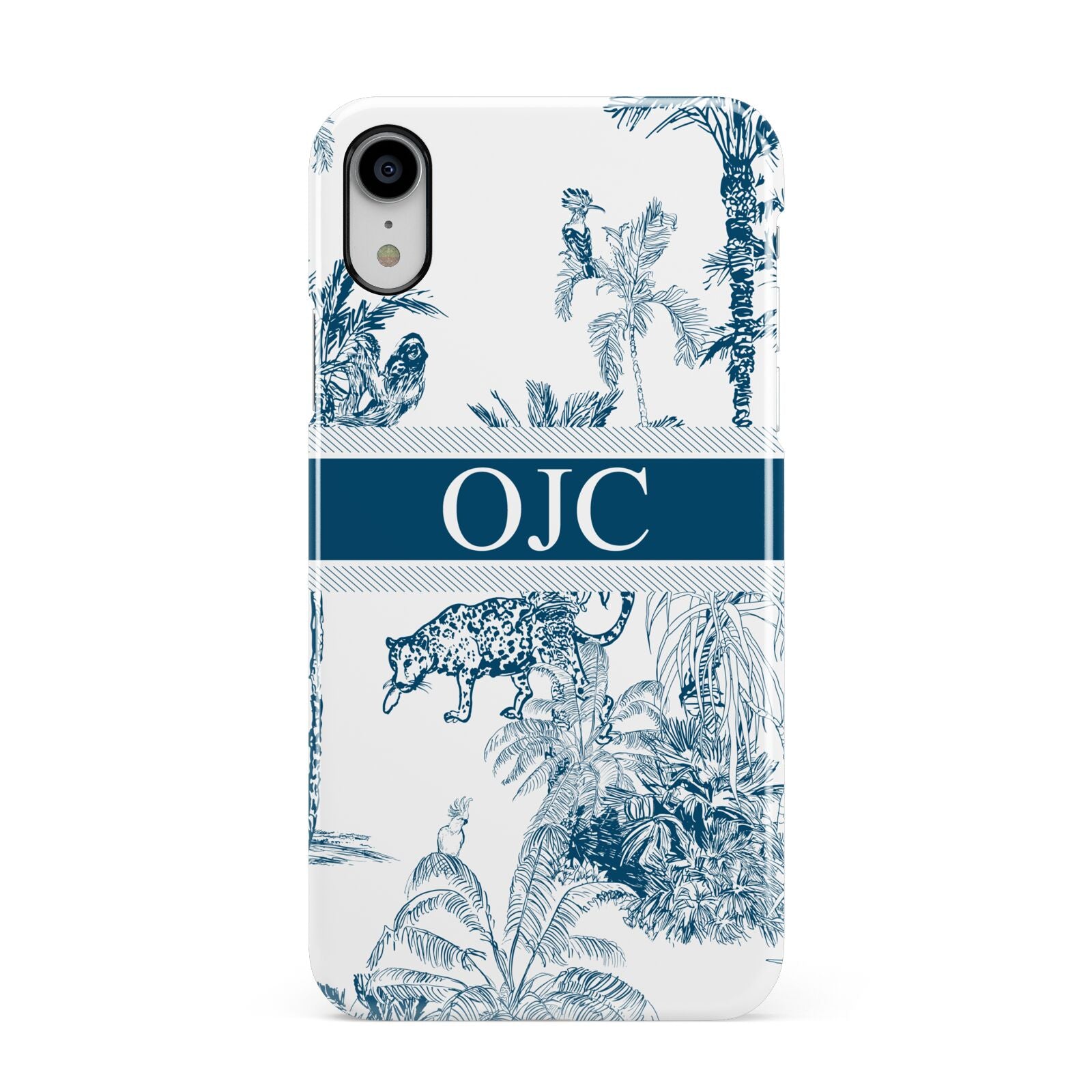 Personalised Tropical Toile Apple iPhone XR White 3D Snap Case