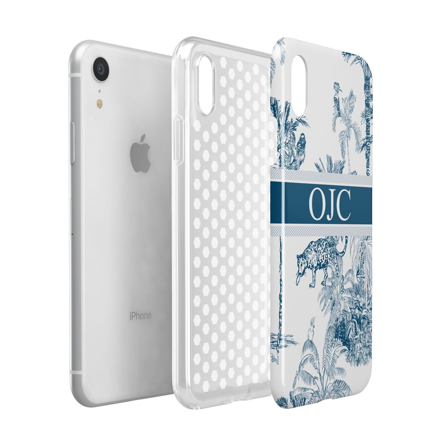 Personalised Tropical Toile Apple iPhone XR White 3D Tough Case Expanded view