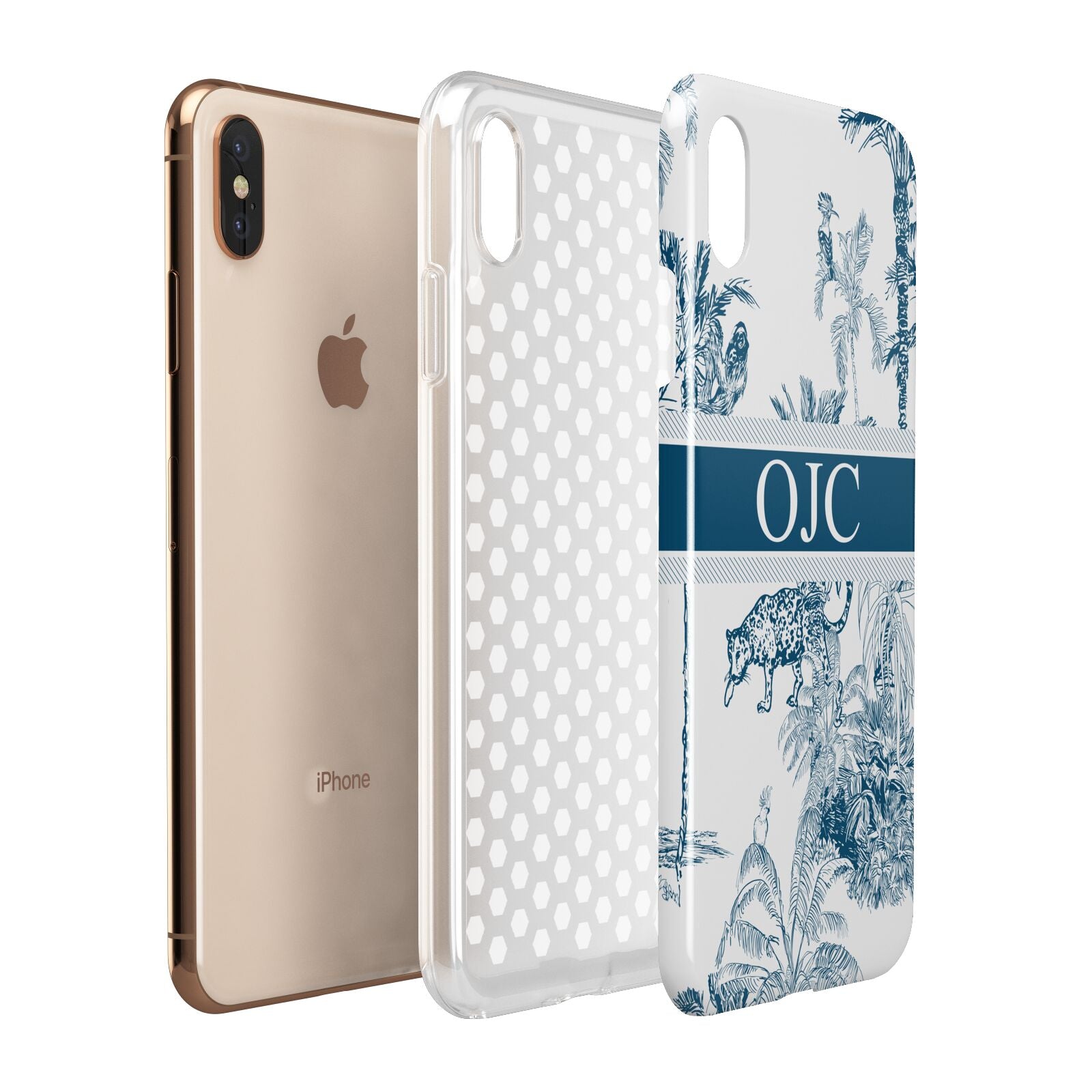 Personalised Tropical Toile Apple iPhone Xs Max 3D Tough Case Expanded View