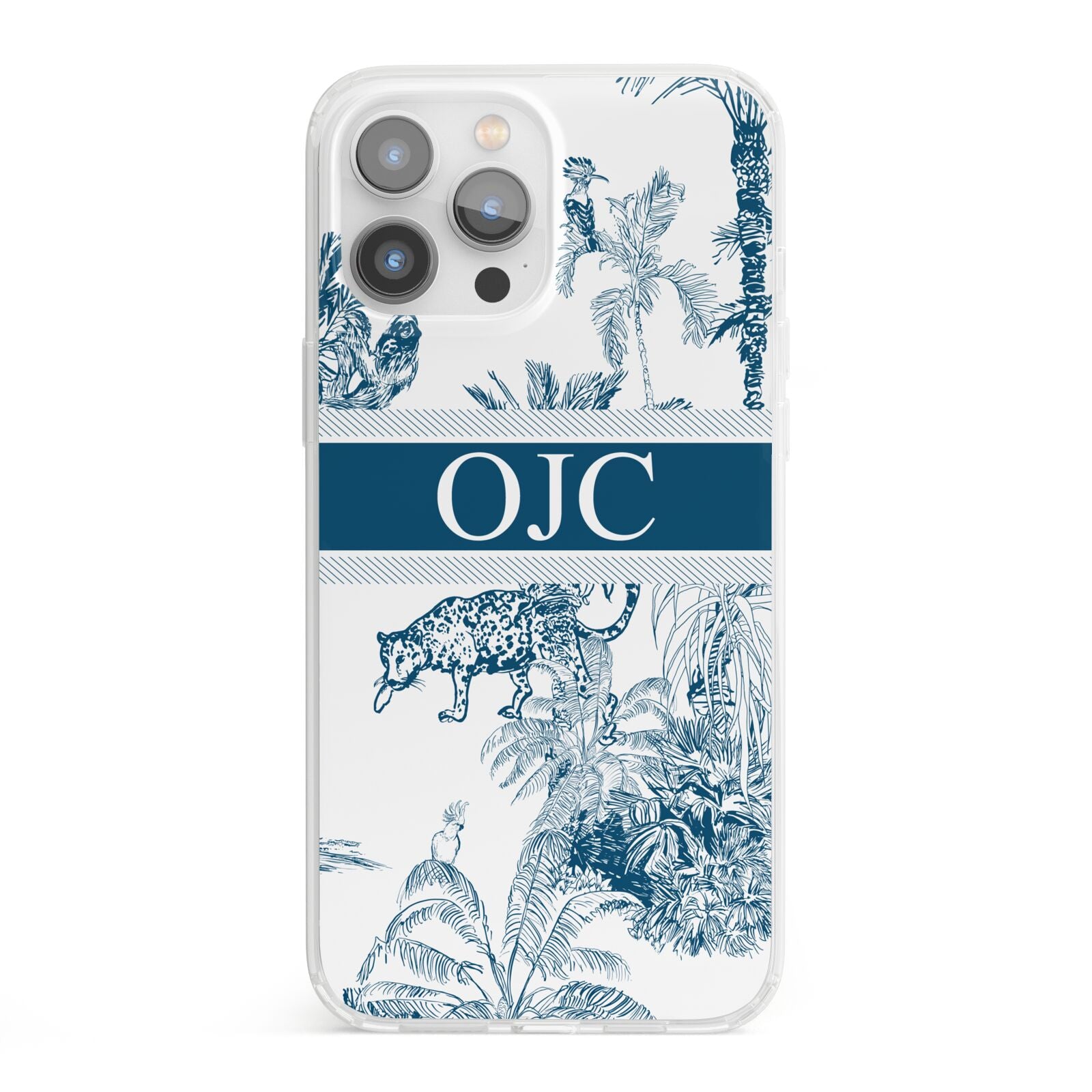 Personalised Tropical Toile iPhone 13 Pro Max Clear Bumper Case