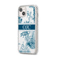 Personalised Tropical Toile iPhone 14 Plus Clear Tough Case Starlight Angled Image