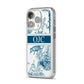 Personalised Tropical Toile iPhone 14 Pro Clear Tough Case Silver Angled Image