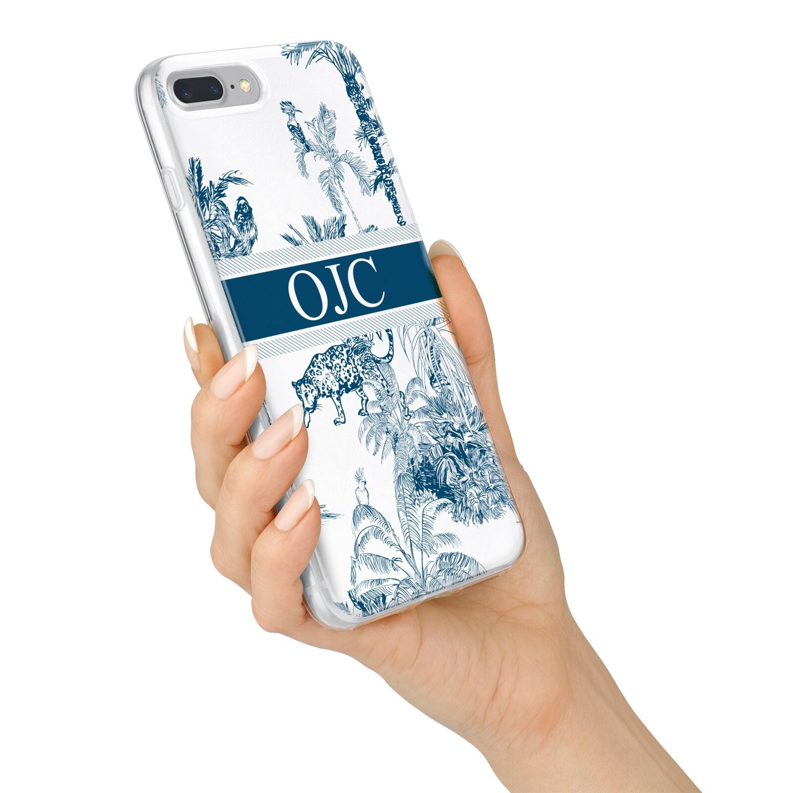 Personalised Tropical Toile iPhone 7 Plus Bumper Case on Silver iPhone Alternative Image