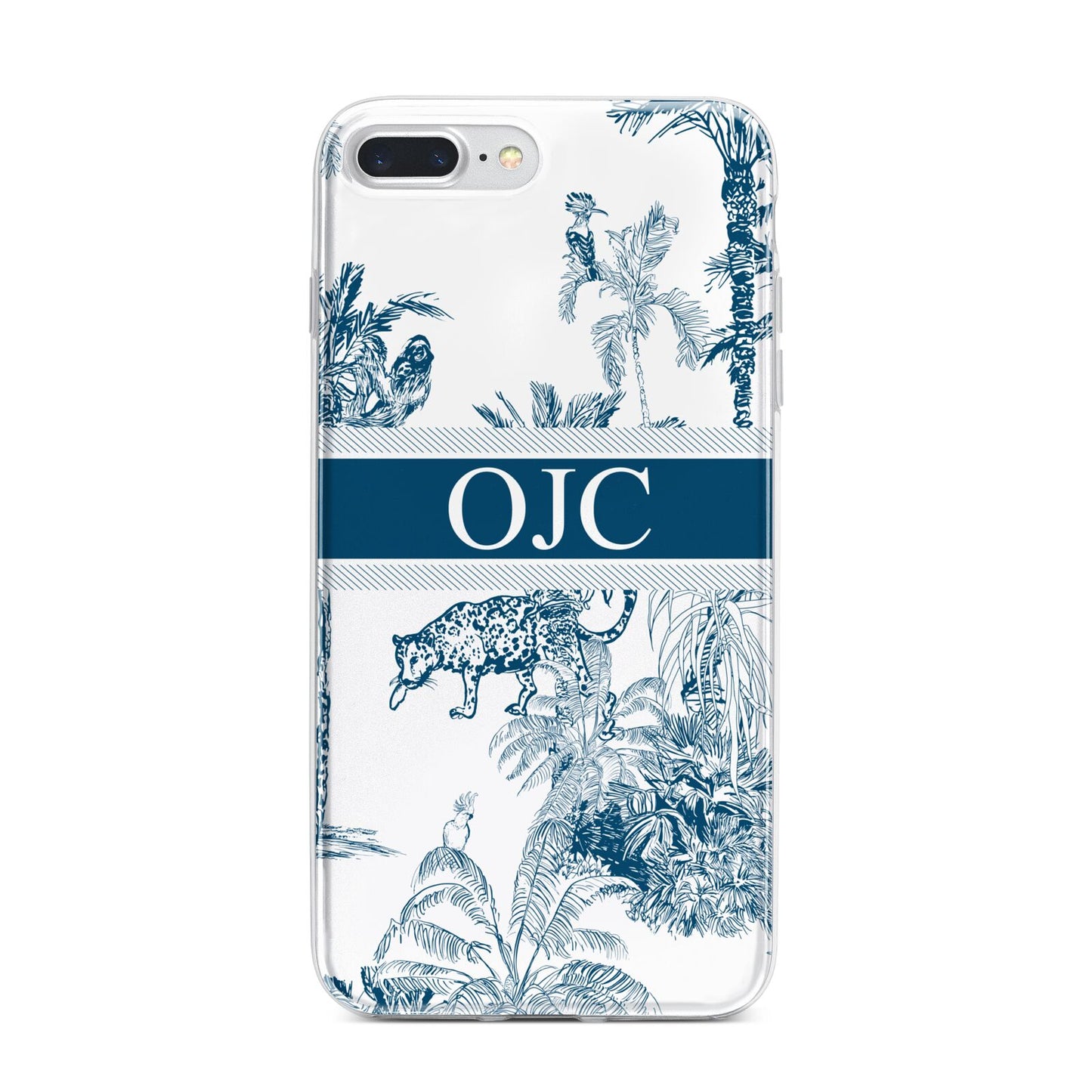 Personalised Tropical Toile iPhone 7 Plus Bumper Case on Silver iPhone