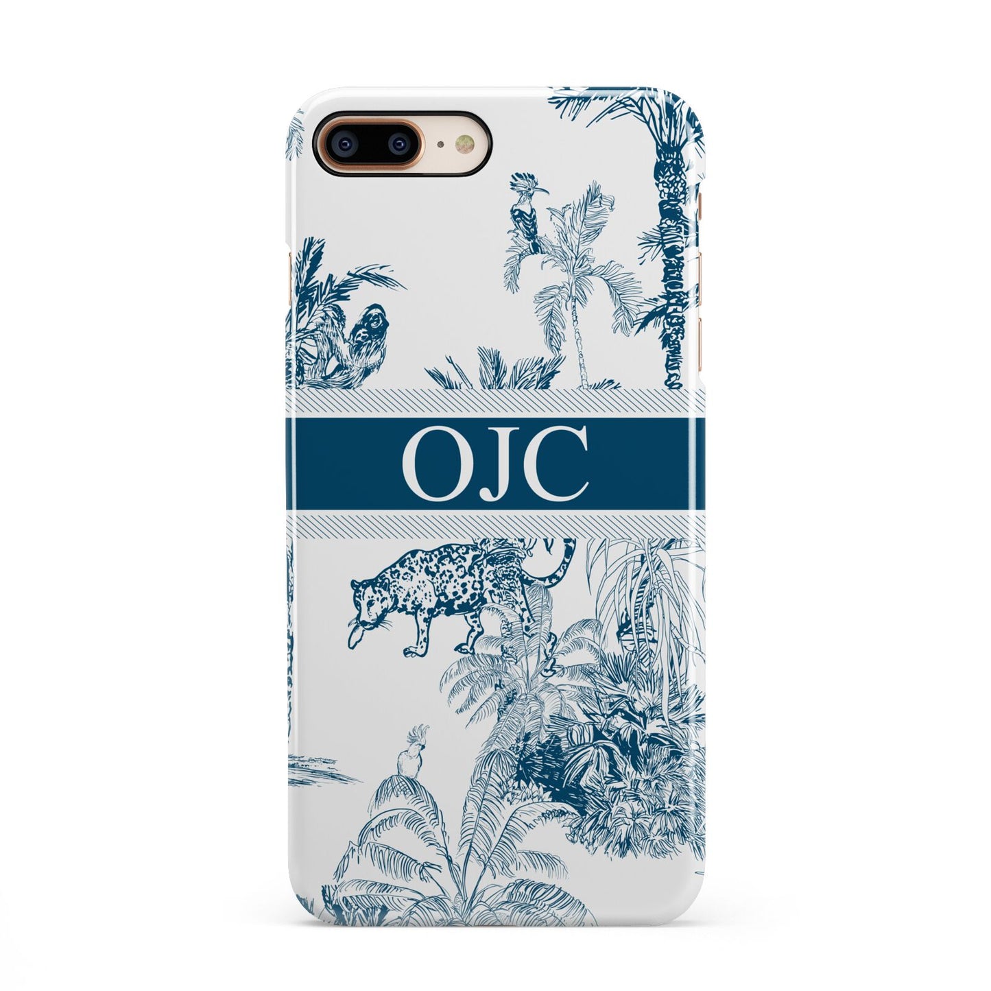 Personalised Tropical Toile iPhone 8 Plus 3D Snap Case on Gold Phone