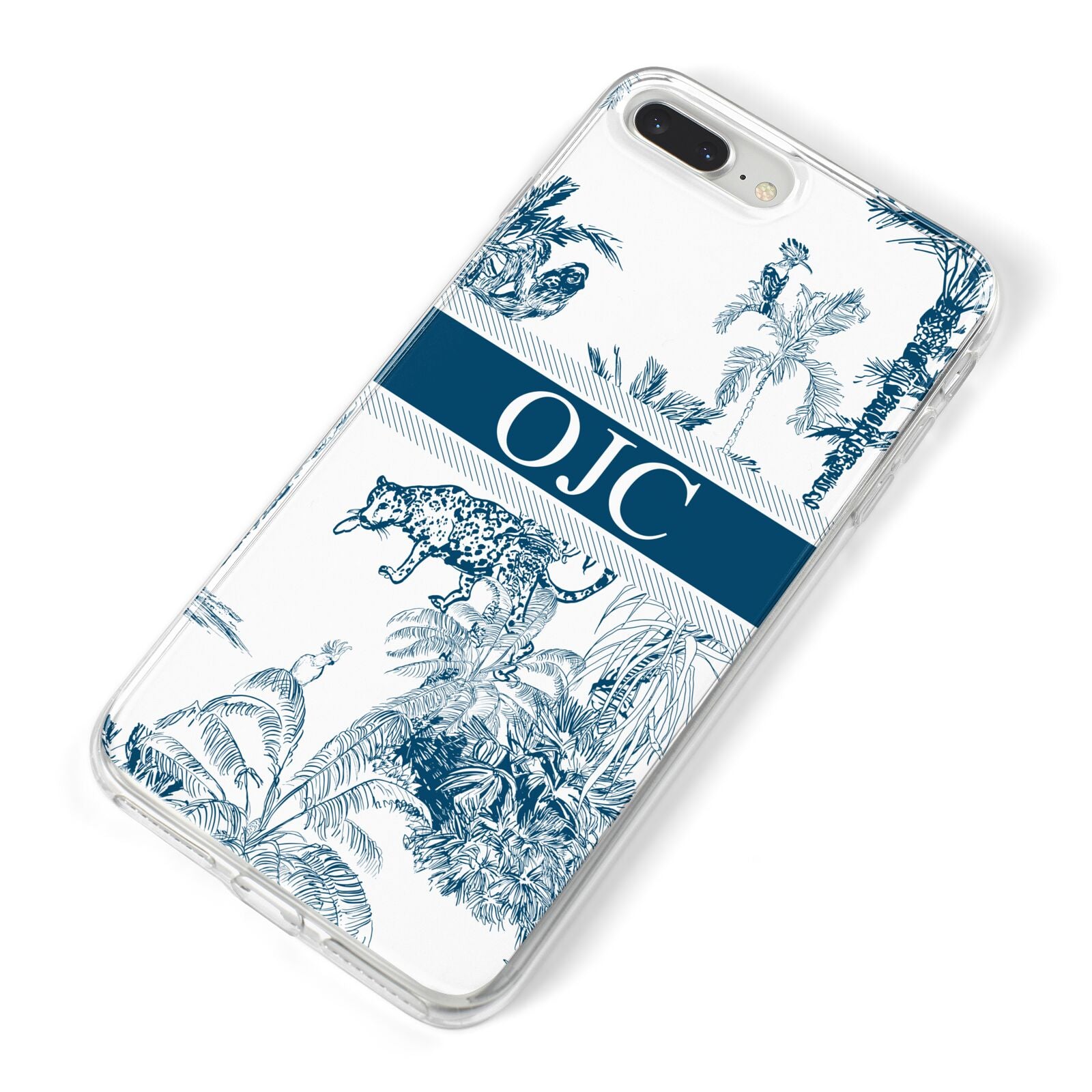 Personalised Tropical Toile iPhone 8 Plus Bumper Case on Silver iPhone Alternative Image