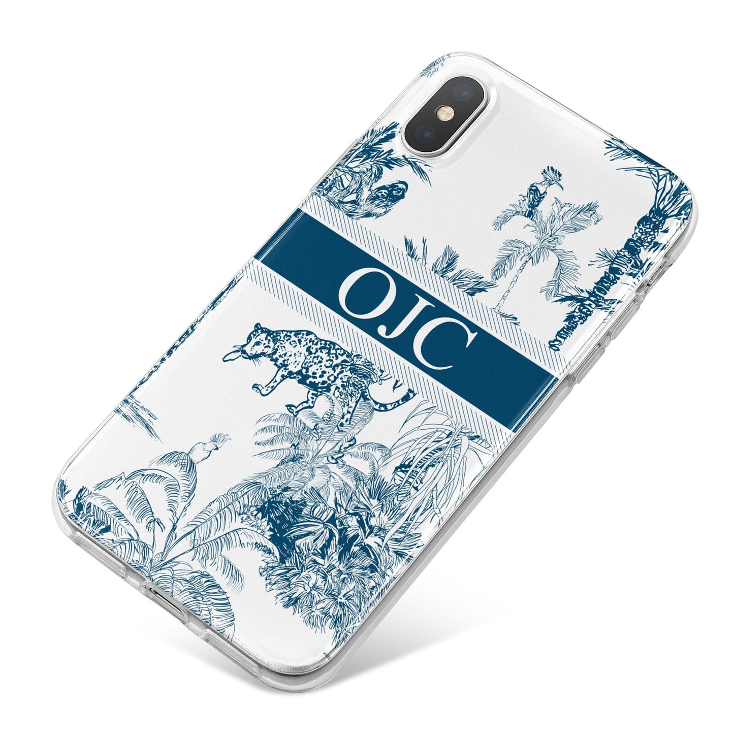 Personalised Tropical Toile iPhone X Bumper Case on Silver iPhone