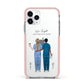 Personalised Two Nurses Apple iPhone 11 Pro in Silver with Pink Impact Case