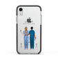 Personalised Two Nurses Apple iPhone XR Impact Case Black Edge on Silver Phone
