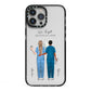 Personalised Two Nurses iPhone 13 Pro Max Black Impact Case on Silver phone