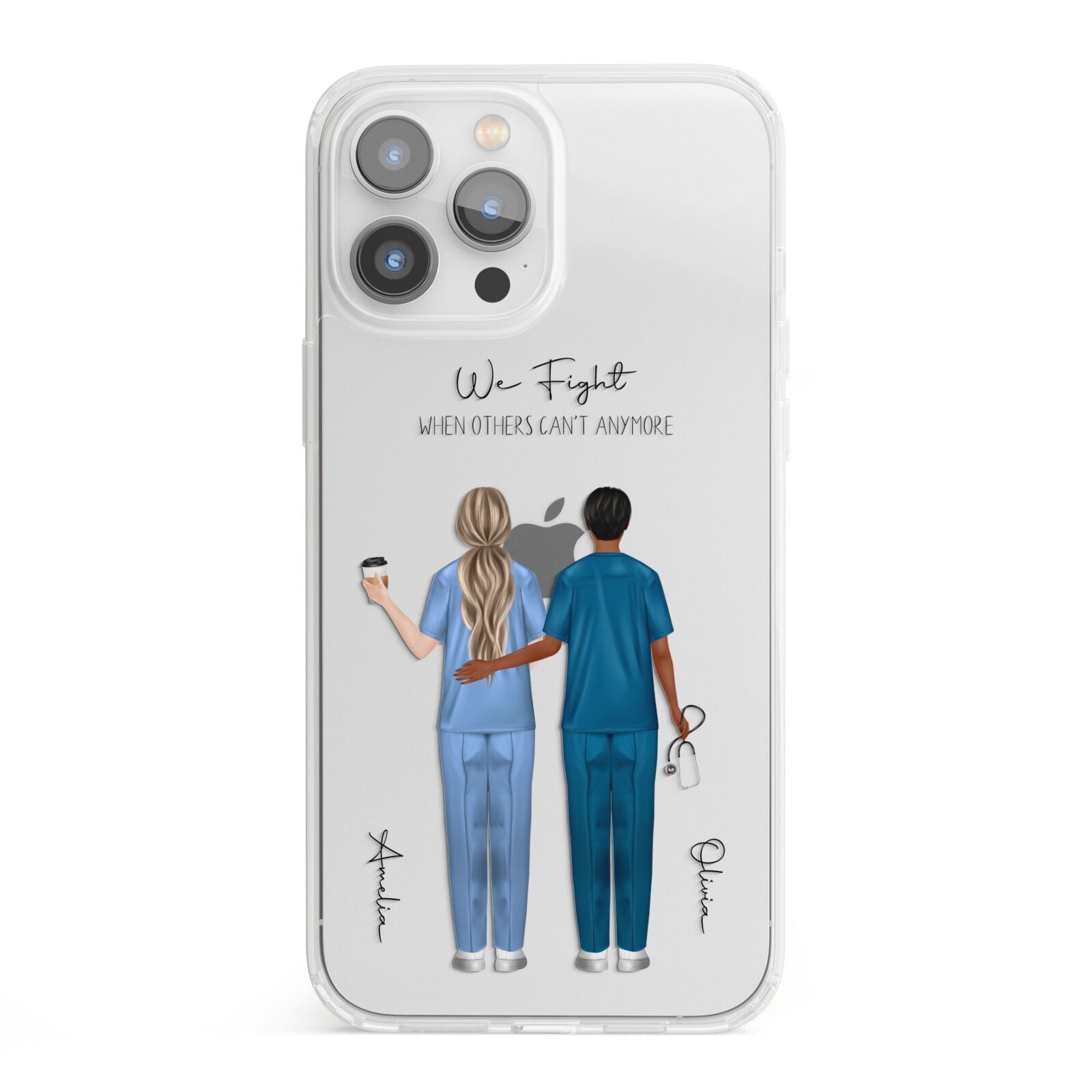 Personalised Two Nurses iPhone 13 Pro Max Clear Bumper Case