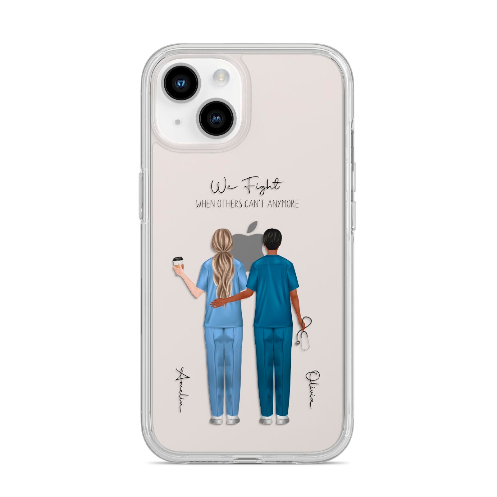 Personalised Two Nurses iPhone 14 Clear Tough Case Starlight