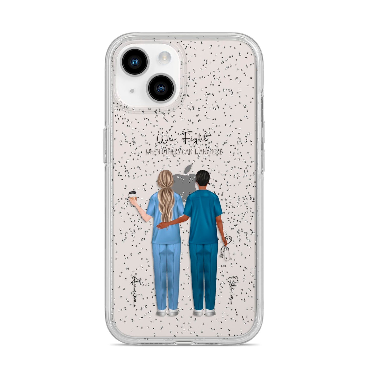 Personalised Two Nurses iPhone 14 Glitter Tough Case Starlight