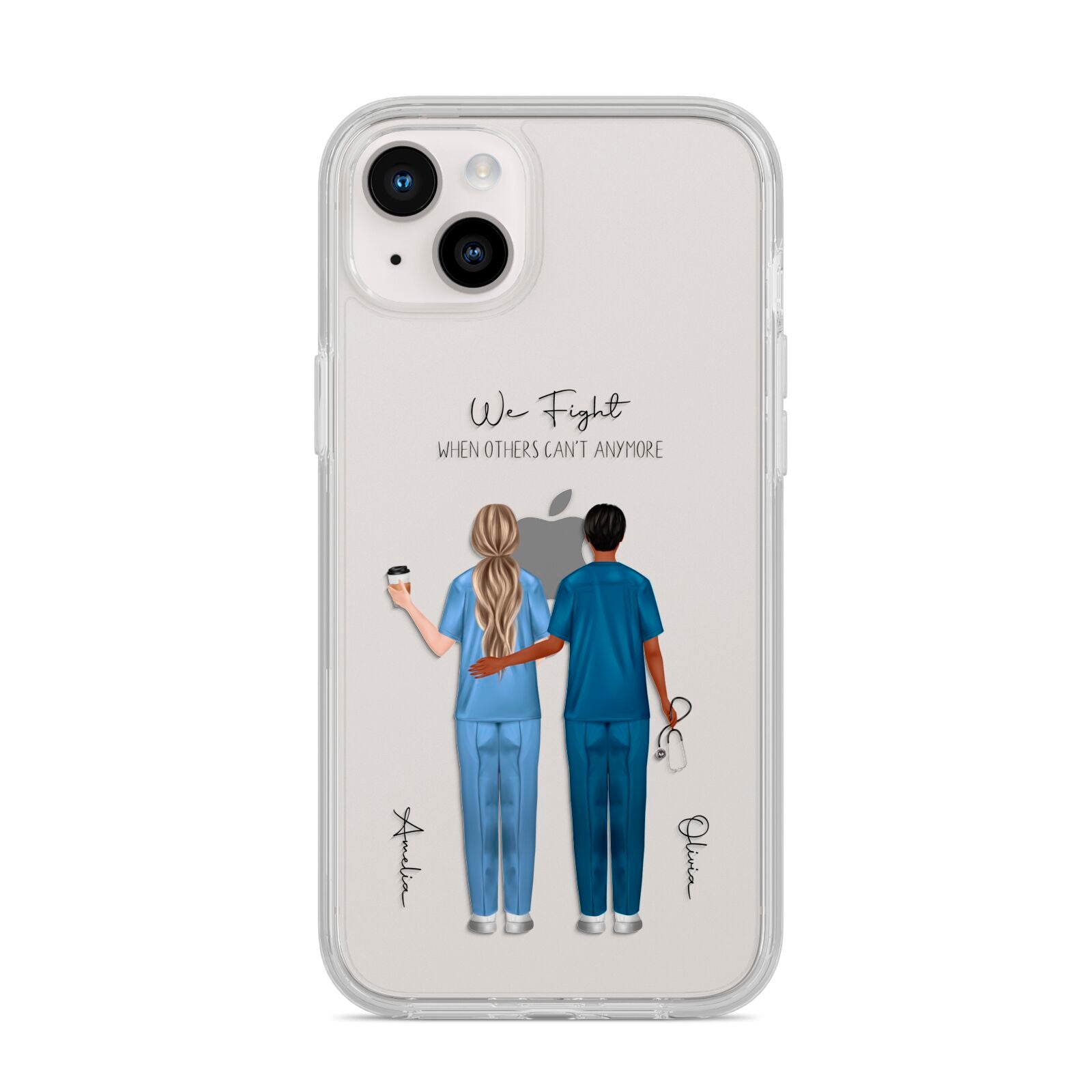 Personalised Two Nurses iPhone 14 Plus Clear Tough Case Starlight